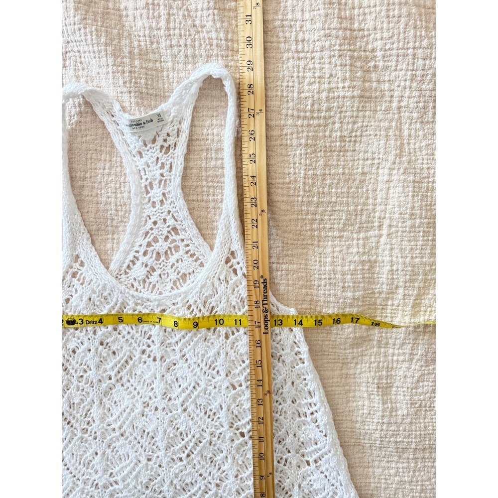 Vintage Abercrombie & Fitch White Crochet Knit Tank Top Y2K Boho 2000s 150122130 - Picture 6 of 8